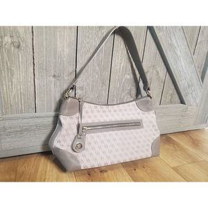 Dooney & Bourke Signature Hobo Jacquard Leather Handbag Purse Ivory